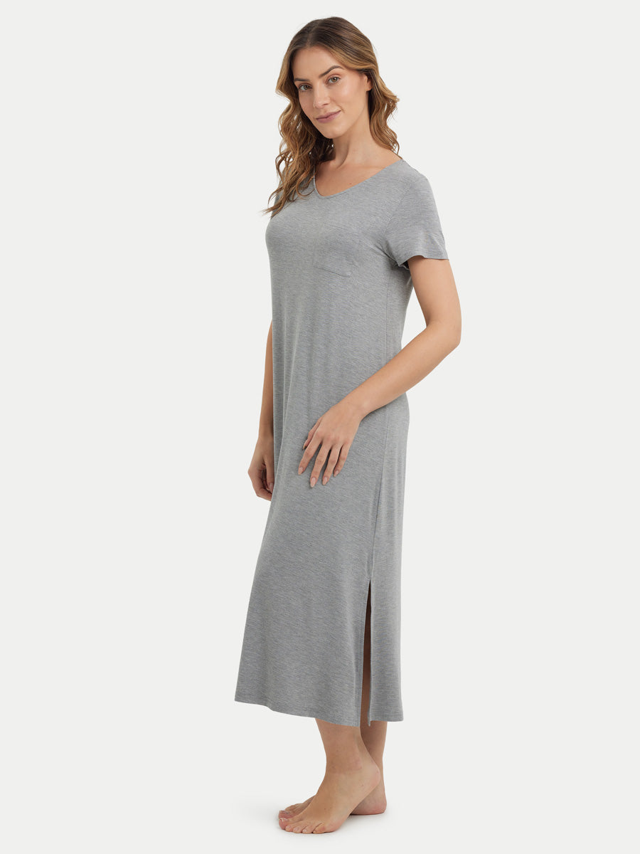Short Sleeve Long Bamboo Sleepshirt
